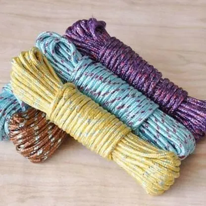 10 Meter Nylon Braided Twisted Rope for Drying Clothes, Multi-Function Dry Hanging Outdoor Indoor Travel(Pack of 3 Piece, multiColour)