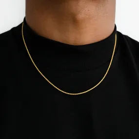 Elegant 10k Gold Rope Chain Necklace - 1.5mm Width, Fine Jewelry for Everyday Wear