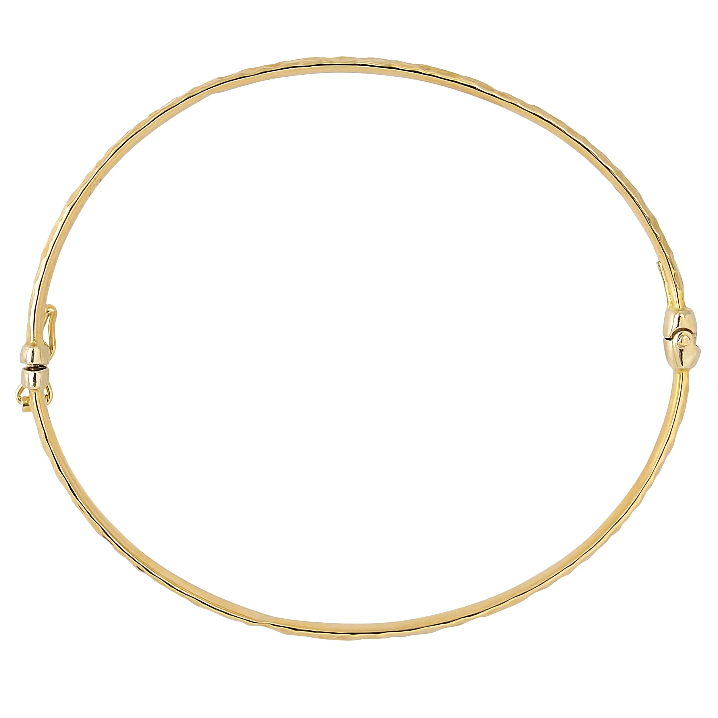 10k Yellow Gold Hammered Bangle Bracelet for Women, 7.5 Inches