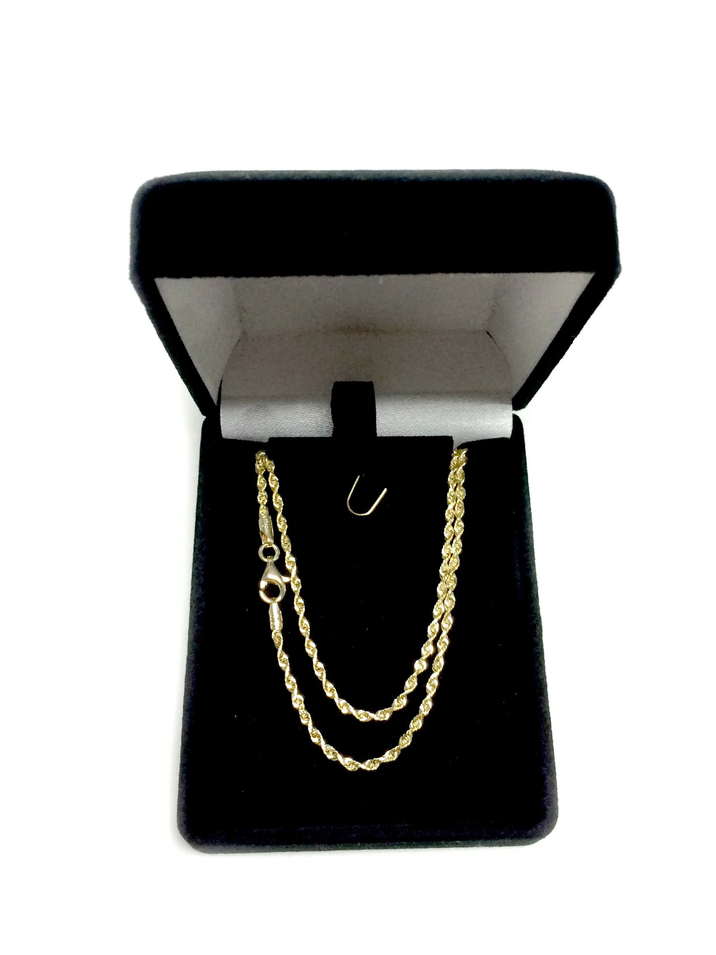 10k Yellow Solid Gold Diamond Cut Rope Chain Necklace, 2.0mm