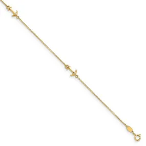 14K CZ Polished Anchor Anklet