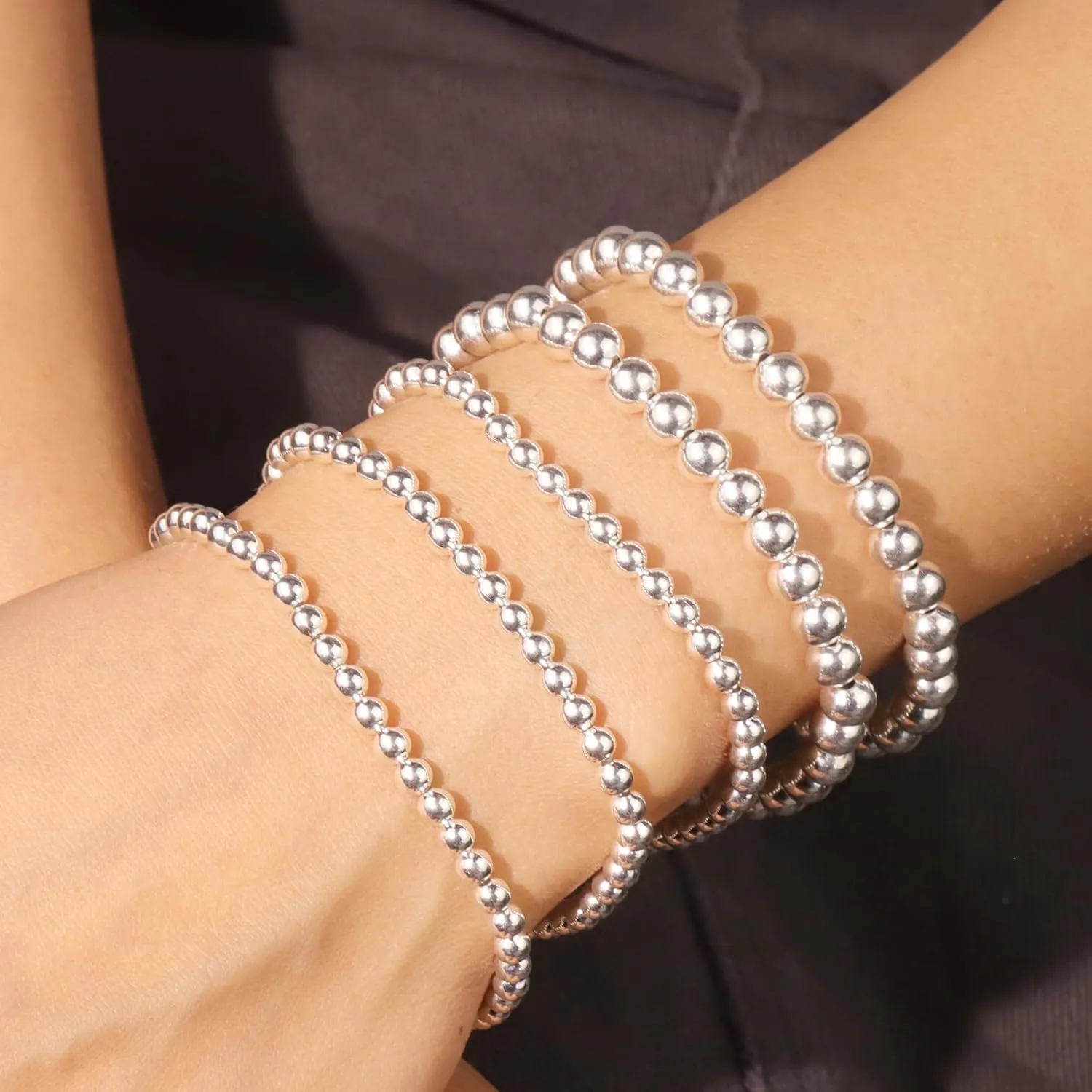 14K Gold Chai14K Gold Chain Bracelets Set for Women, Dainty Paperclip Link Bead Stackable Layered Bracelets Metal Fashion Jewelry