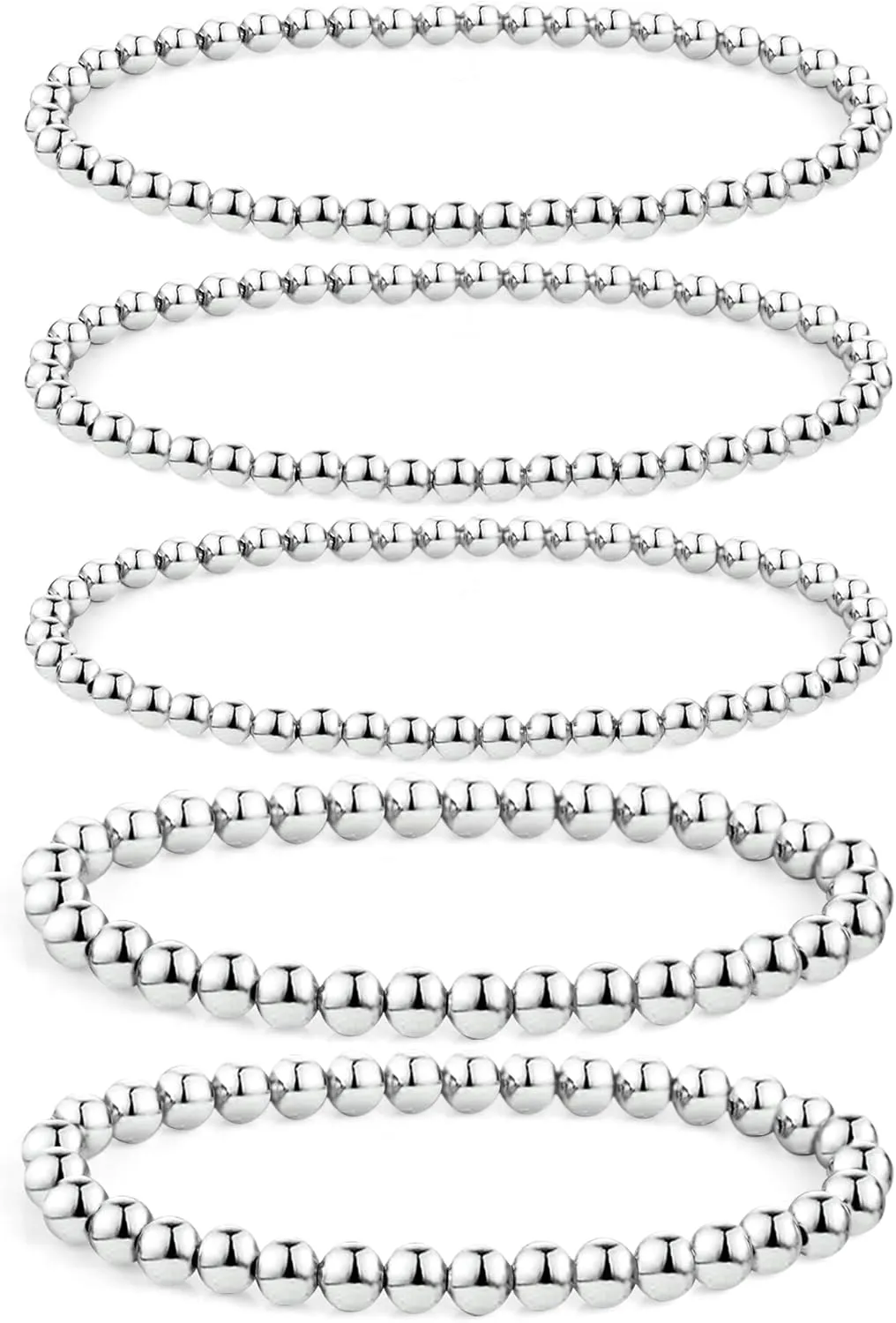 14K Gold Chai14K Gold Chain Bracelets Set for Women, Dainty Paperclip Link Bead Stackable Layered Bracelets Metal Fashion Jewelry