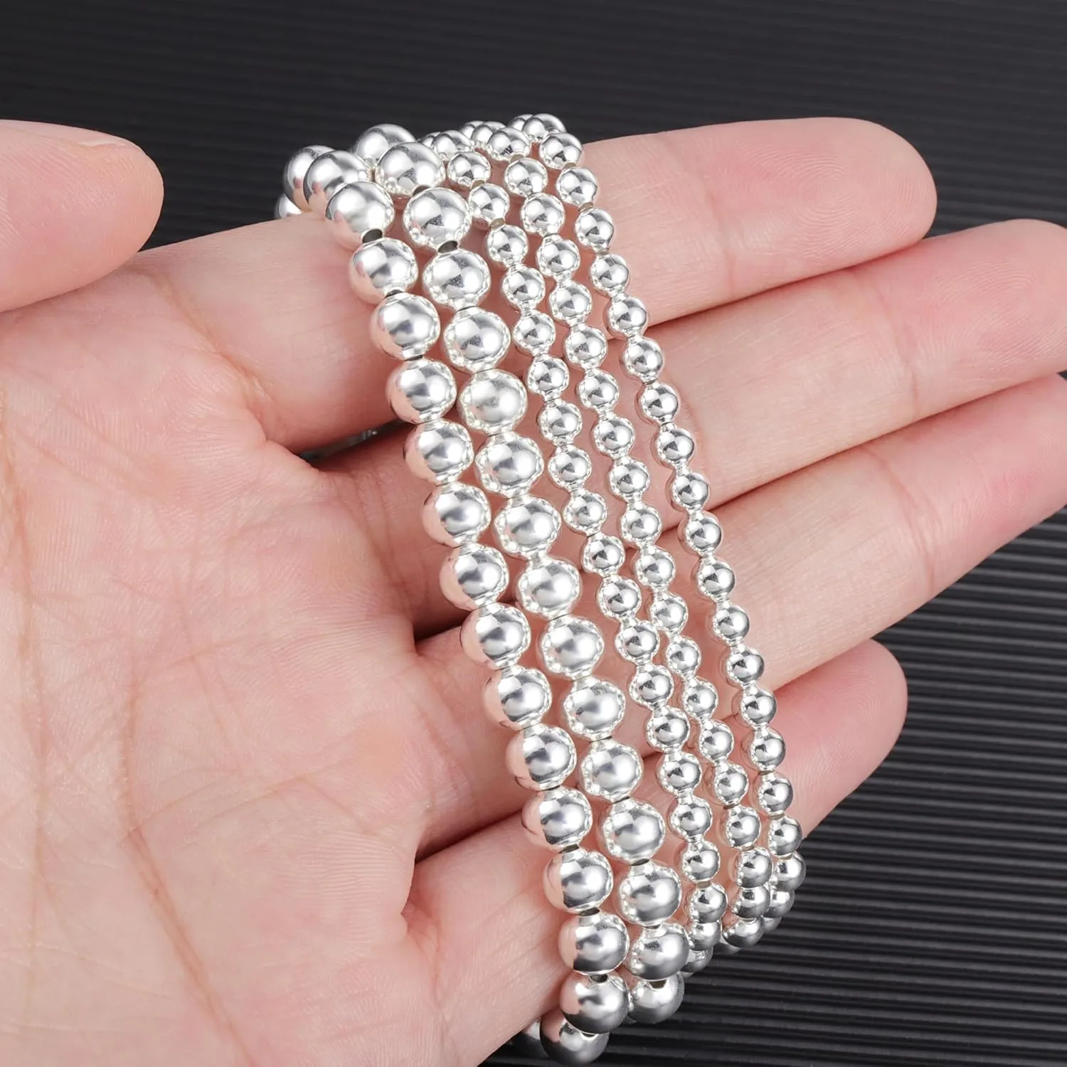14K Gold Chai14K Gold Chain Bracelets Set for Women, Dainty Paperclip Link Bead Stackable Layered Bracelets Metal Fashion Jewelry