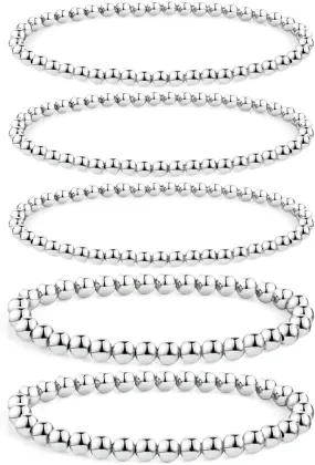 14K Gold Chai14K Gold Chain Bracelets Set for Women, Dainty Paperclip Link Bead Stackable Layered Bracelets Metal Fashion Jewelry