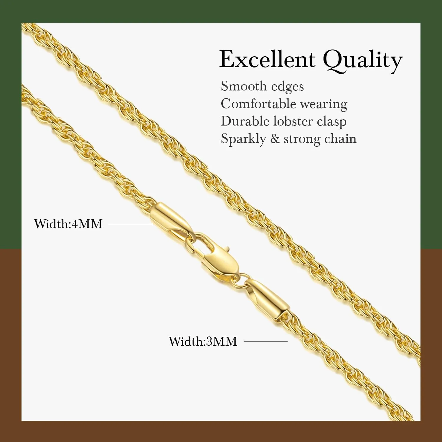 14K Gold Necklaces for Women Mens 14K Gold Chain for Men Rope Chains Necklace for Mens Chain Dainty Golds Necklace for Womens Non Tarnish Men Chains Link Necklaces for Women 16-30in