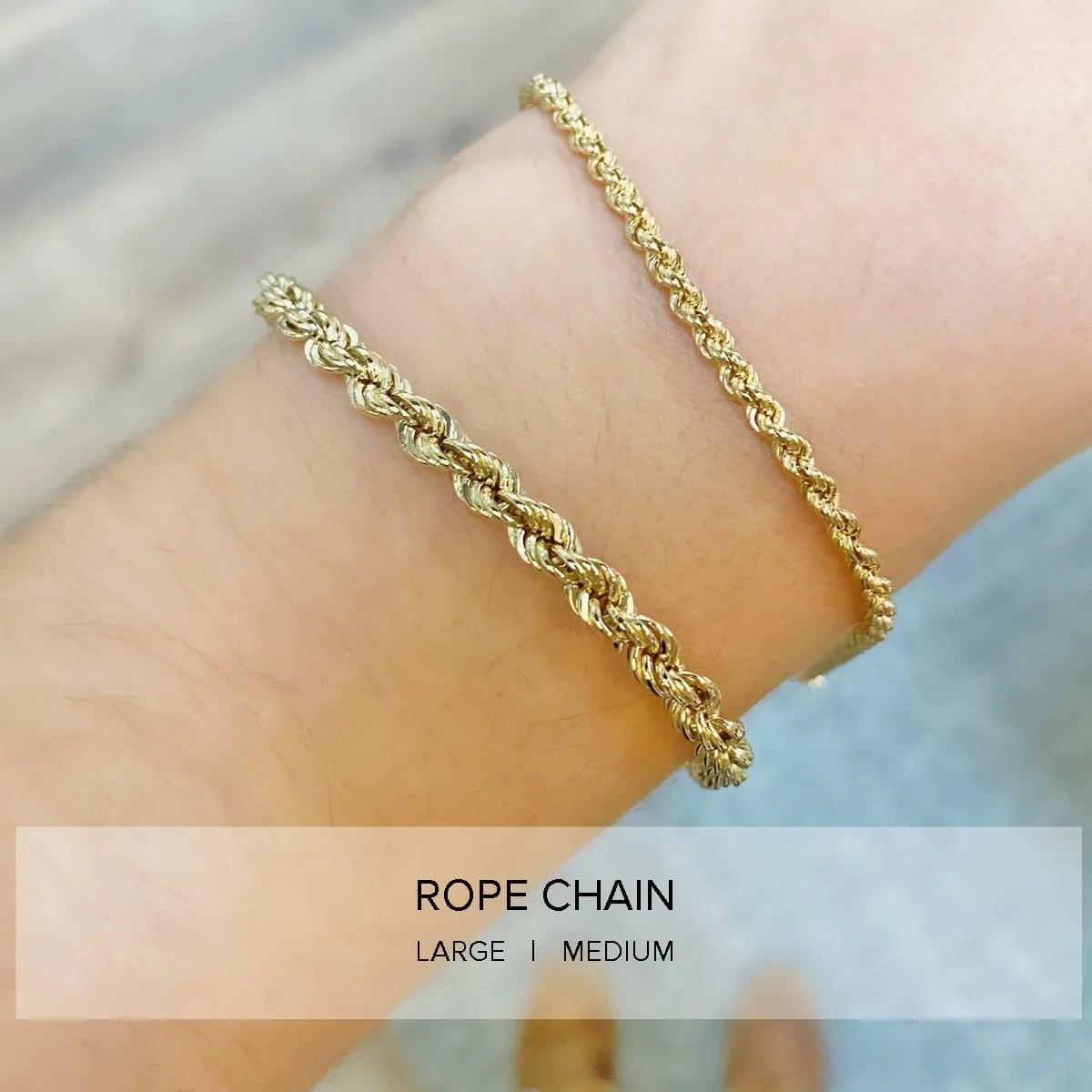 14k Medium Rope Chain Bracelet