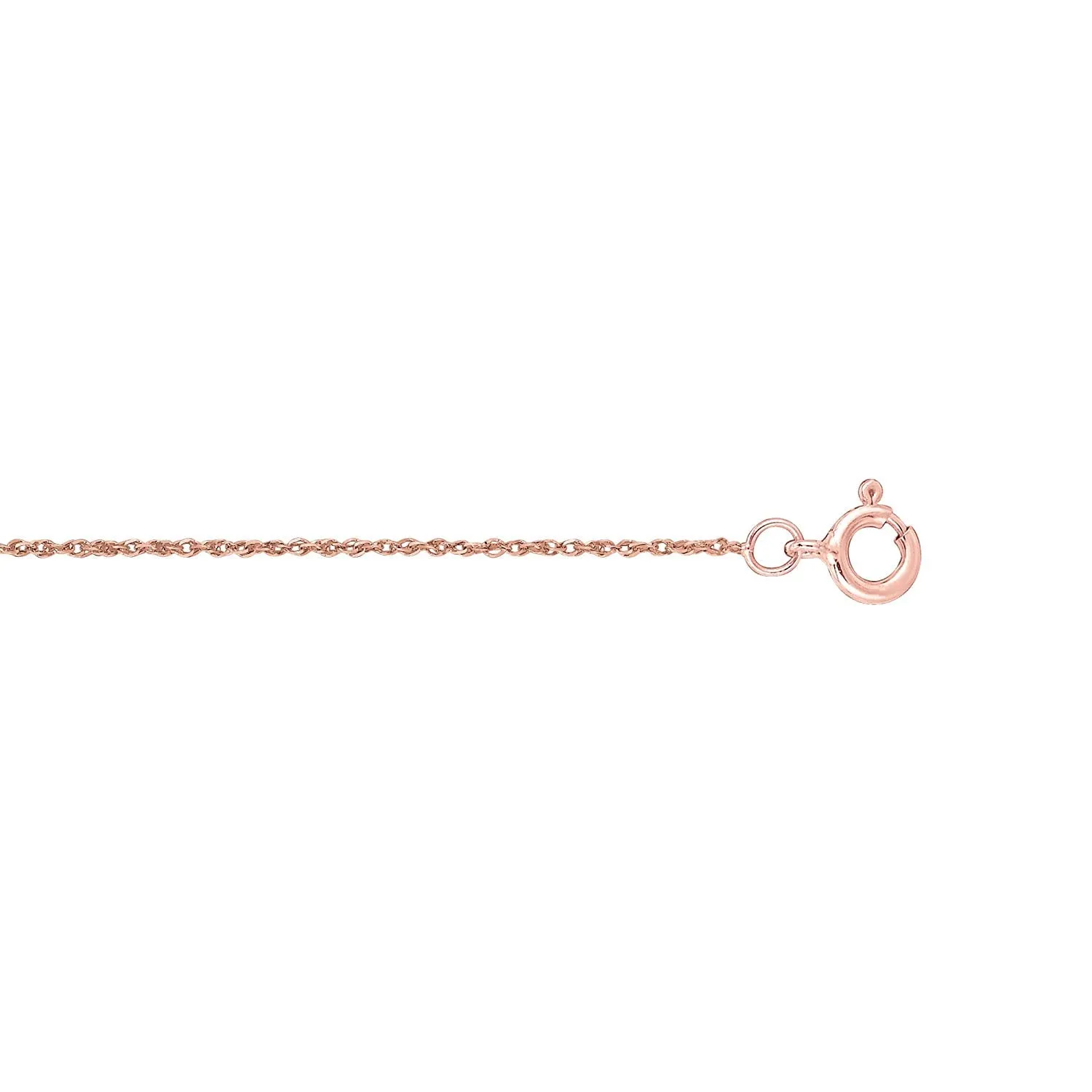 14k Rose Gold Rope Chain Necklace, 0.6mm