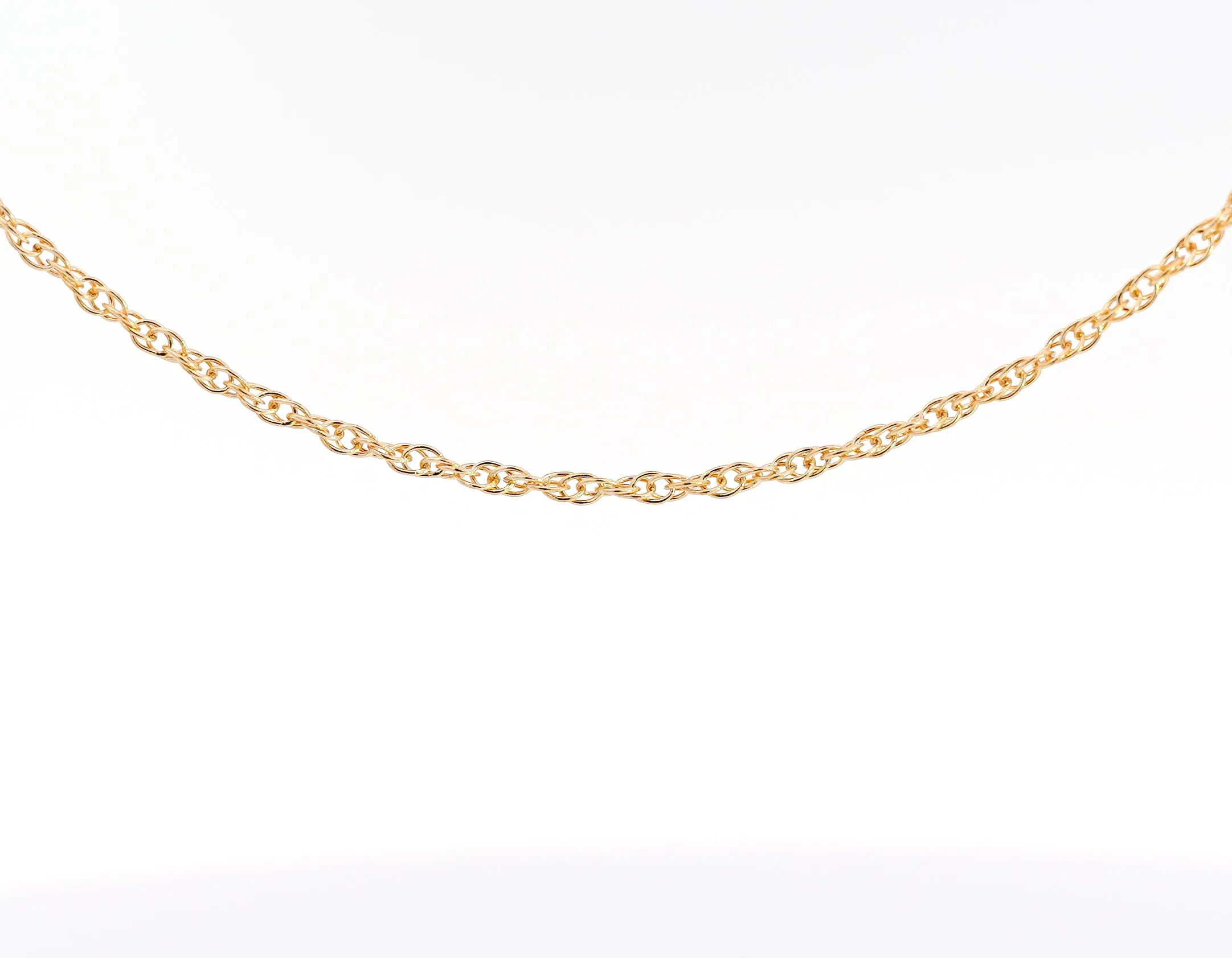 14K Solid Yellow Gold Thin 1-1.5MM Rope Chain Cable Choker Necklace 15-18"