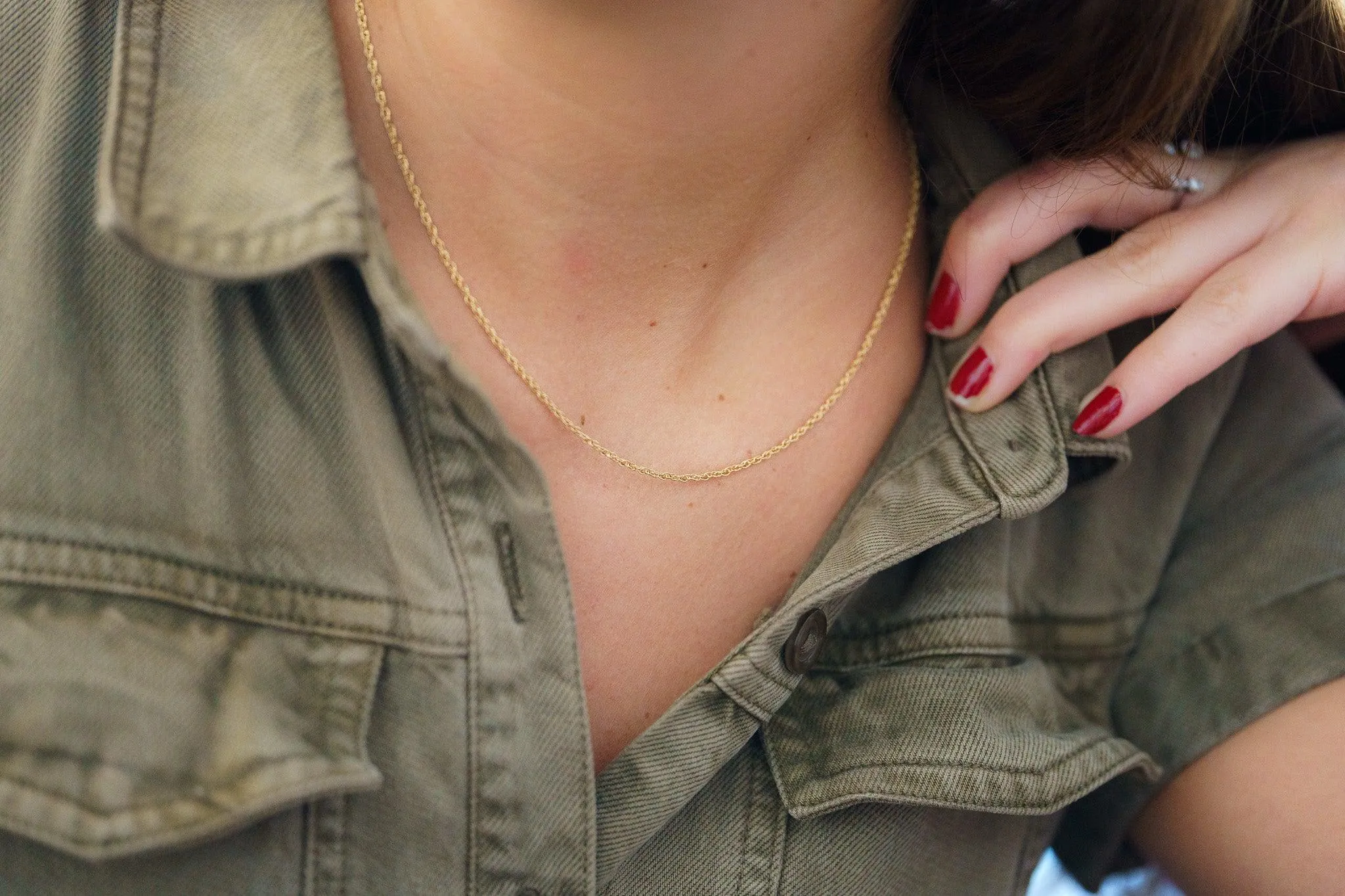 14K Solid Yellow Gold Thin 1-1.5MM Rope Chain Cable Choker Necklace 15-18"