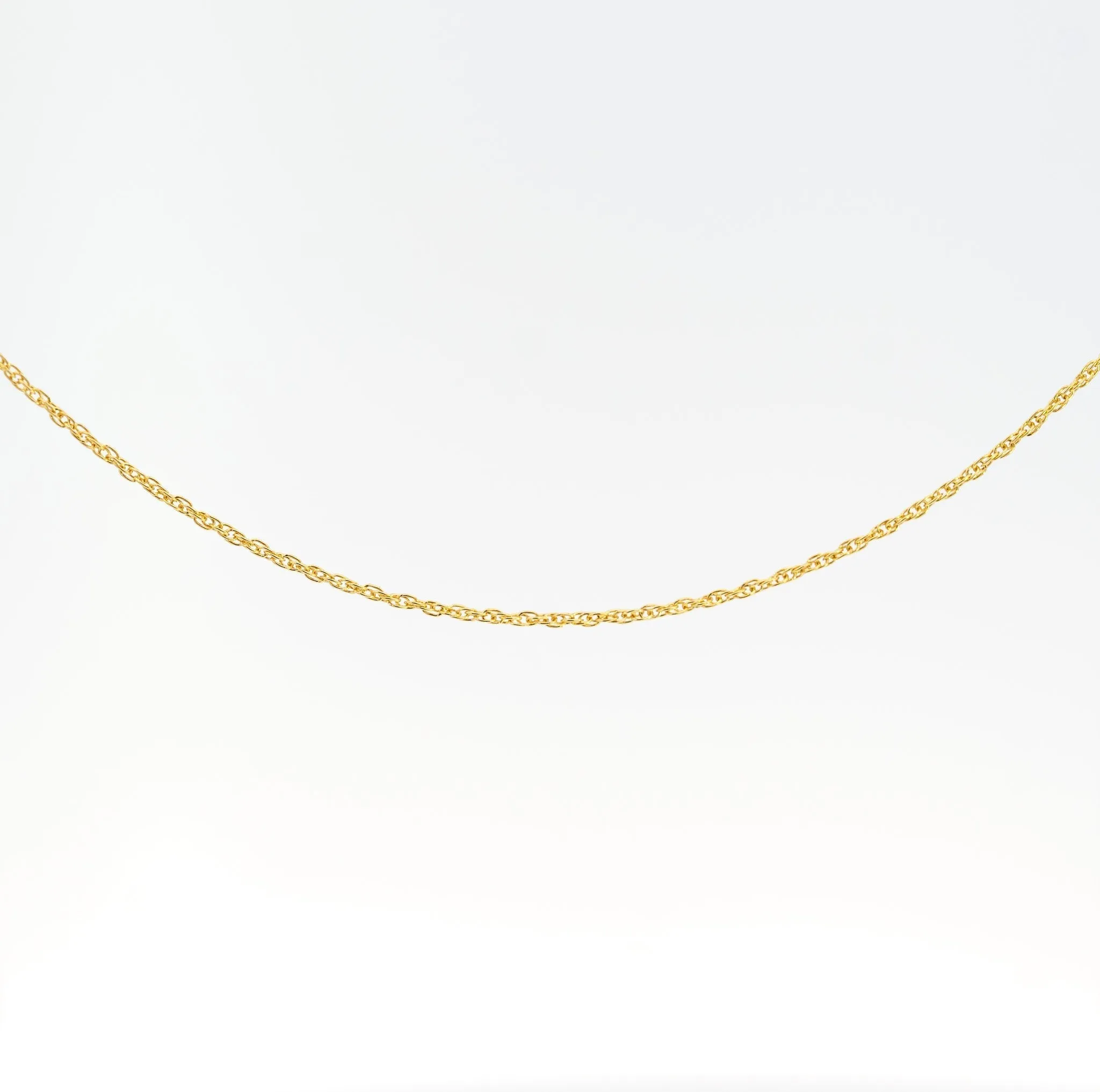 14K Solid Yellow Gold Thin 1-1.5MM Rope Chain Cable Choker Necklace 15-18"