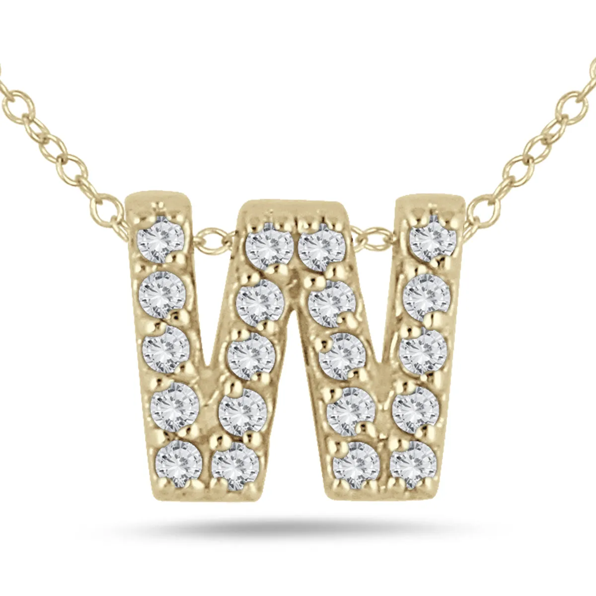 1/6 Carat Tw W Initial Diamond Pendant In 10K Yellow Gold