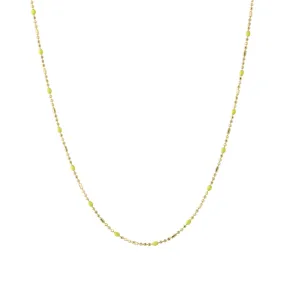 16" Neon Yellow Dot Ball Chain Necklace