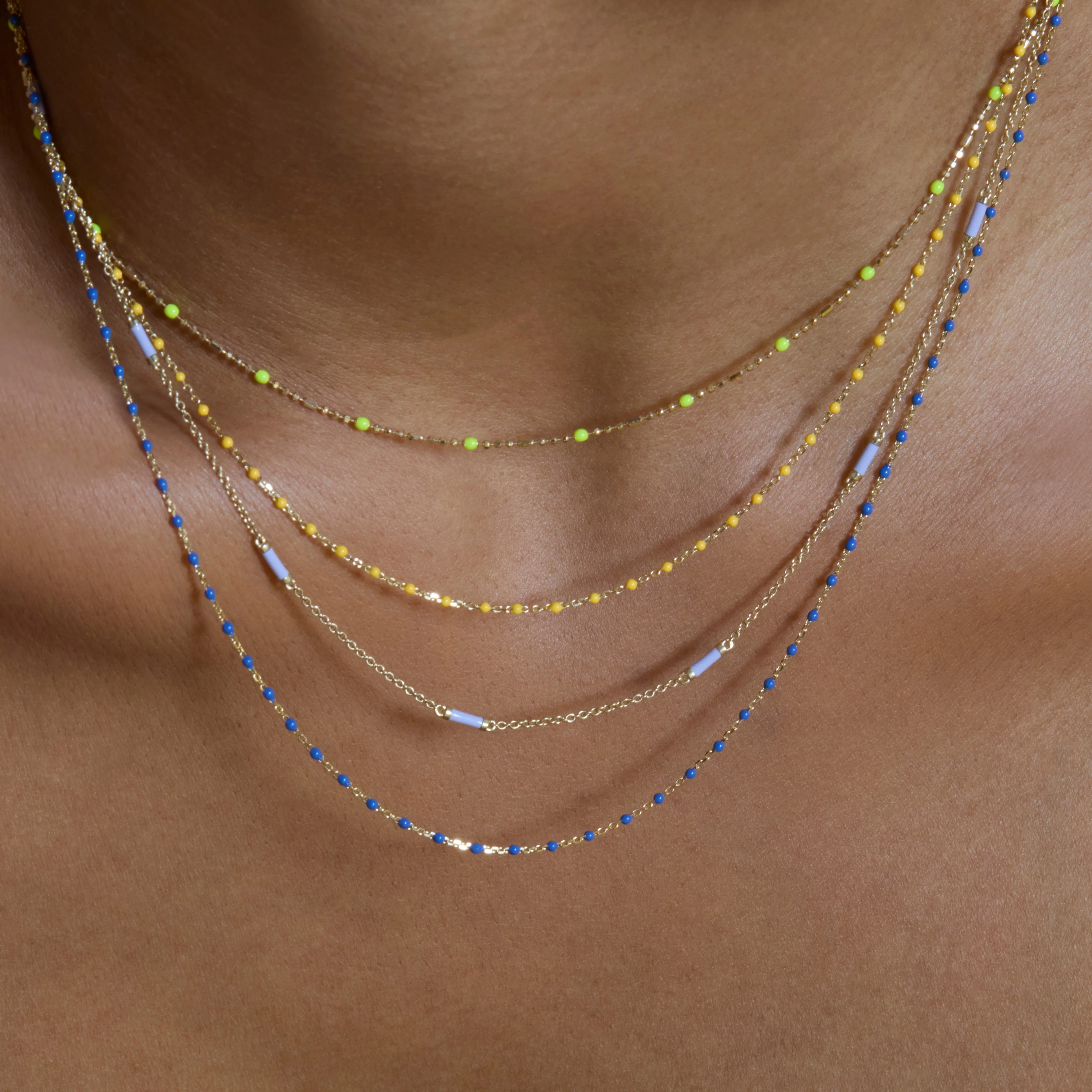 16" Neon Yellow Dot Ball Chain Necklace