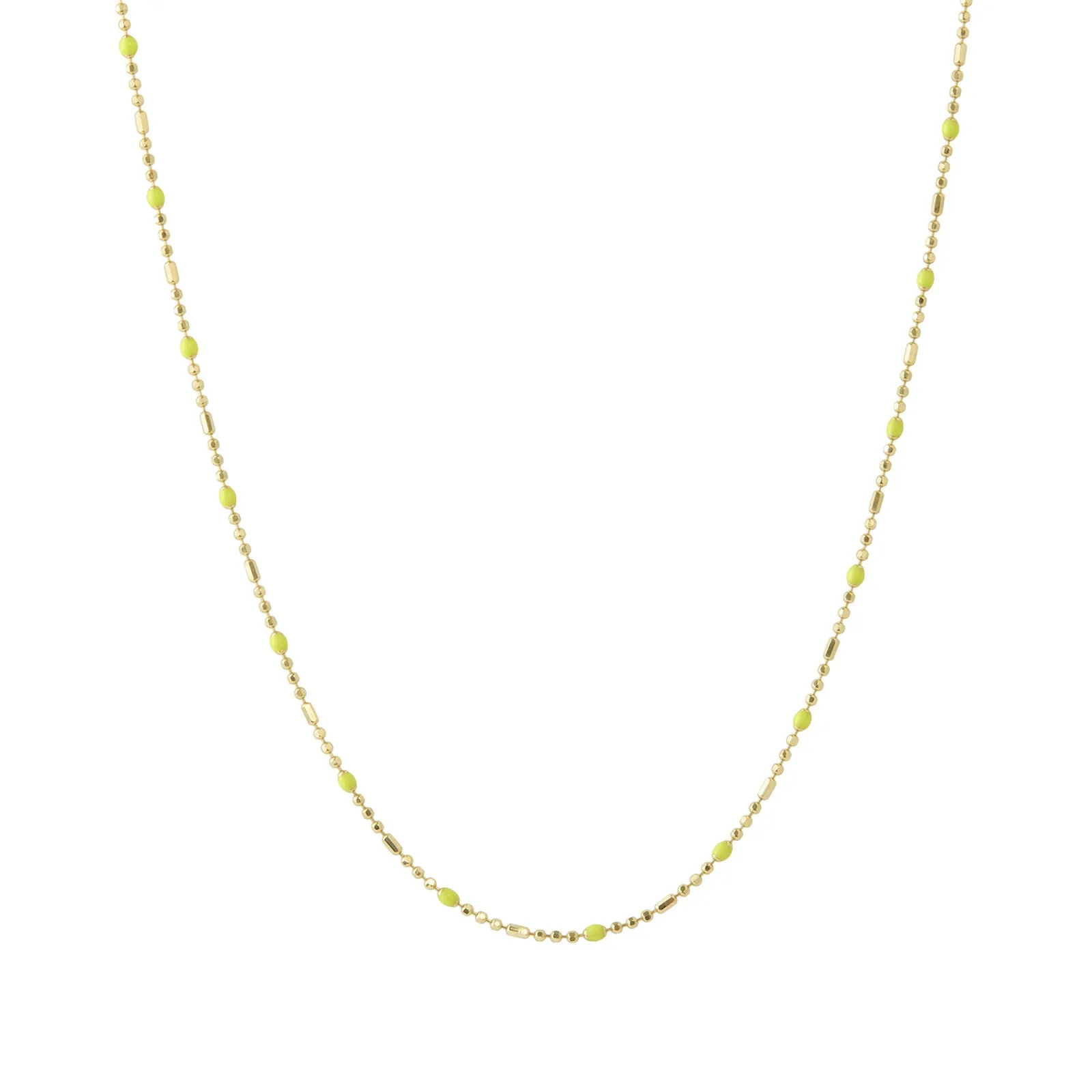 16" Neon Yellow Dot Ball Chain Necklace