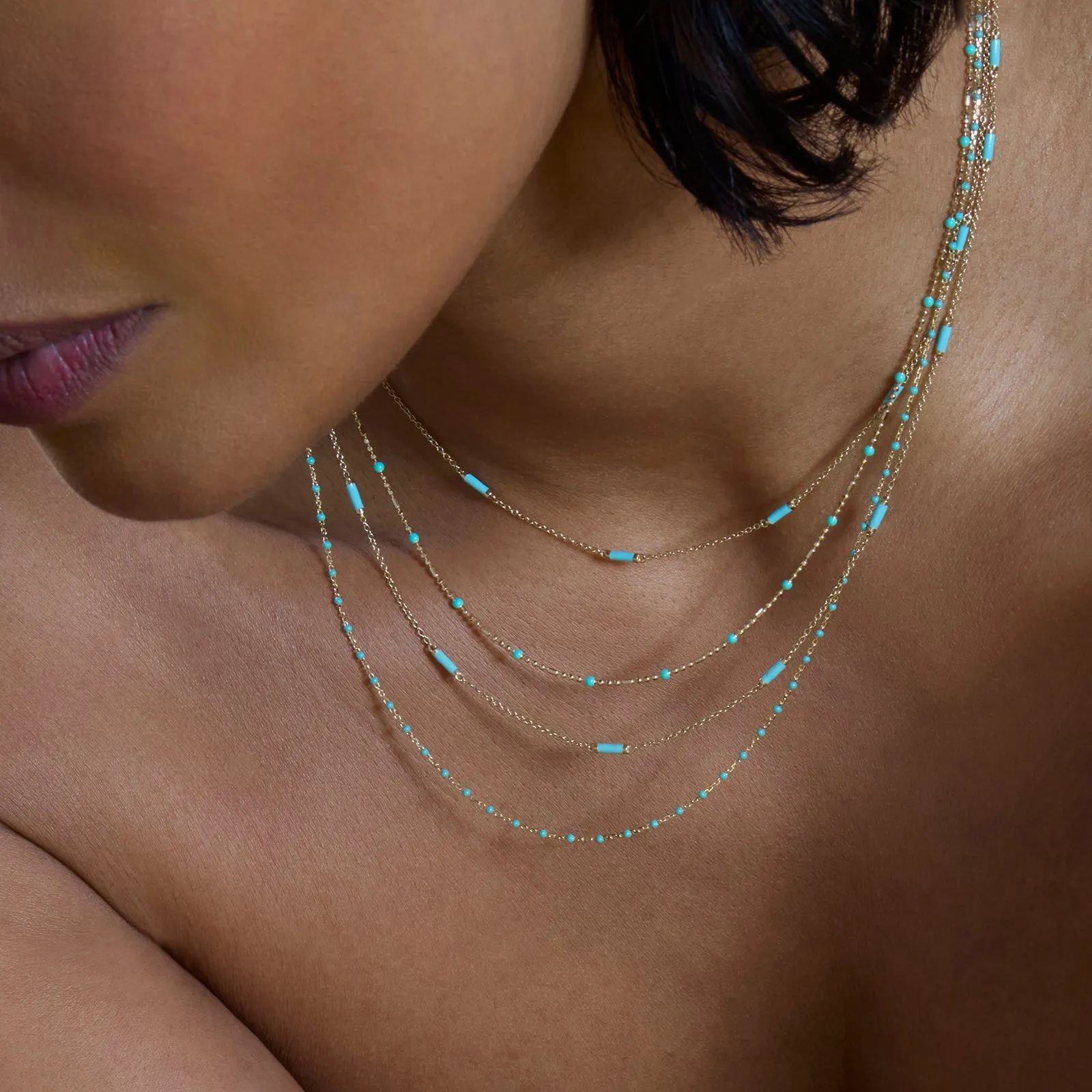 16" Turquoise Tiny Dot Chain Necklace