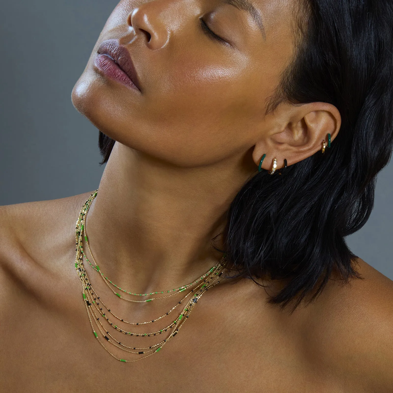 18" Kelly Green Dot Ball Chain Necklace