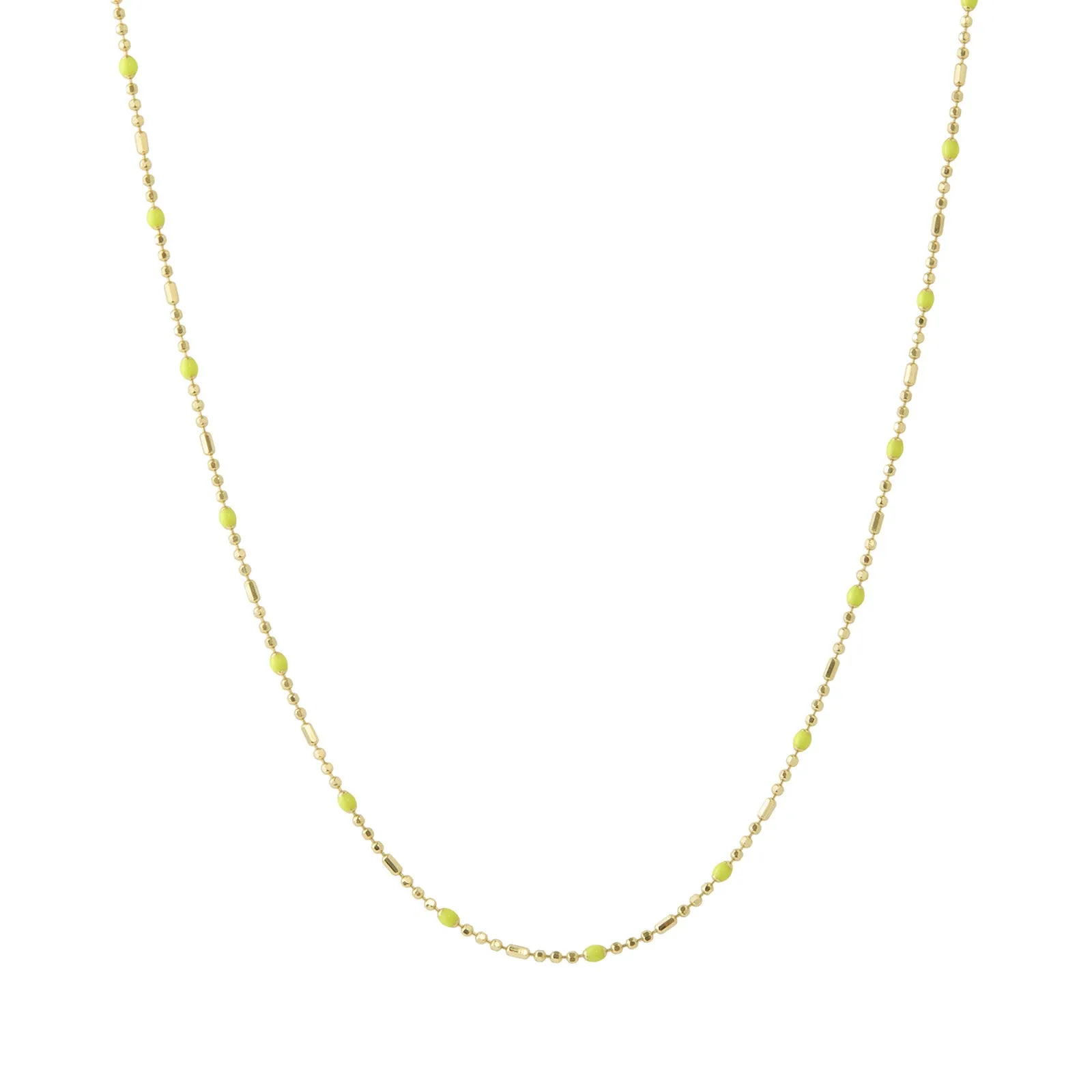 18" Neon Yellow Dot Ball Chain Necklace