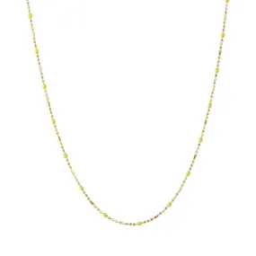 18" Neon Yellow Dot Ball Chain Necklace