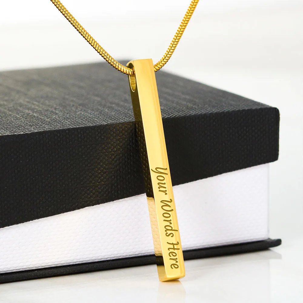 2 Sided Vertical Bar Necklace With "I Love You" Message Card Gifts For Wife