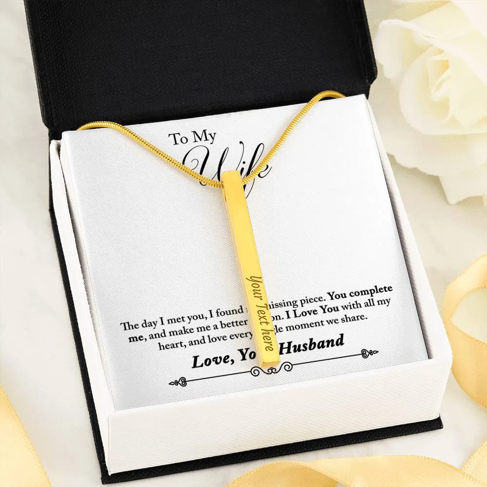 2 Sided Vertical Bar Necklace With "I Love You" Message Card Gifts For Wife