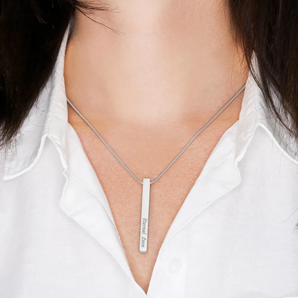 2 Sided Vertical Bar Necklace With "I Love You" Message Card Gifts For Wife