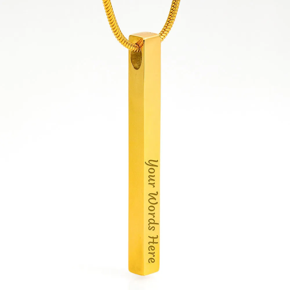 2 Sided Vertical Bar Necklace With "I Love You" Message Card Gifts For Wife