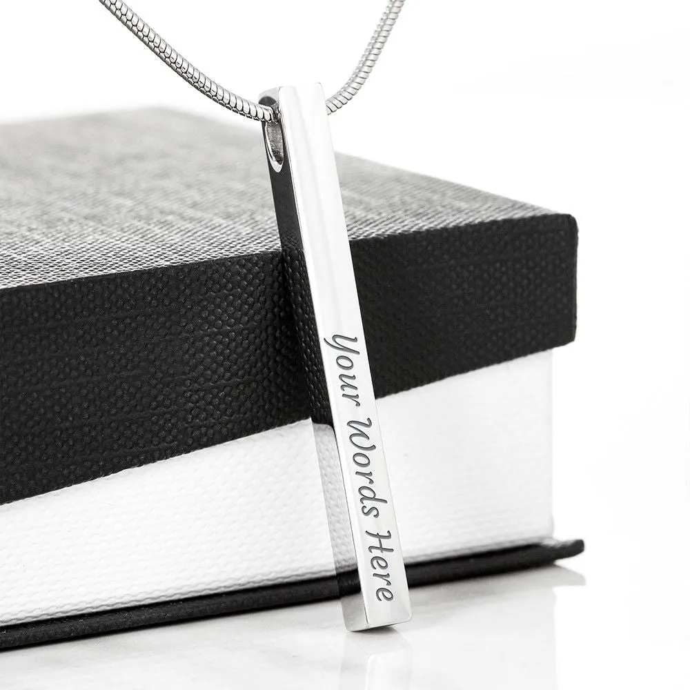 2 Sided Vertical Bar Necklace With "I Love You" Message Card Gifts For Wife