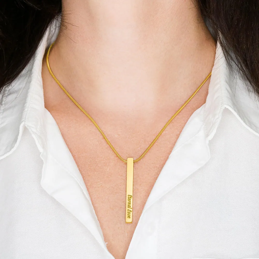 2 Sided Vertical Bar Necklace With "I Love You" Message Card Gifts For Wife
