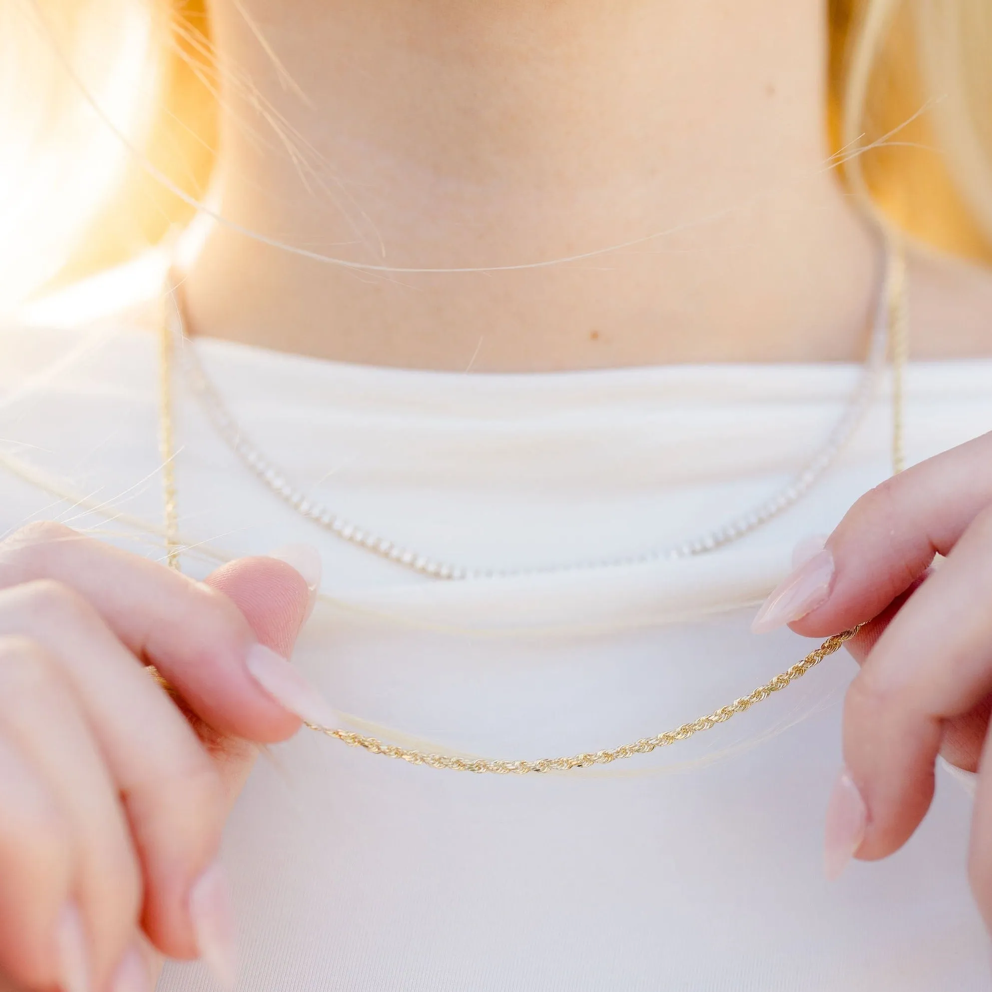 2.00mm Gold Rope Chain Necklace