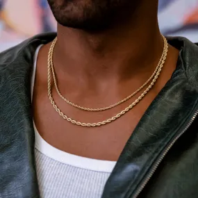 2mm   4mm Rope Chain Bundle in Yellow Gold