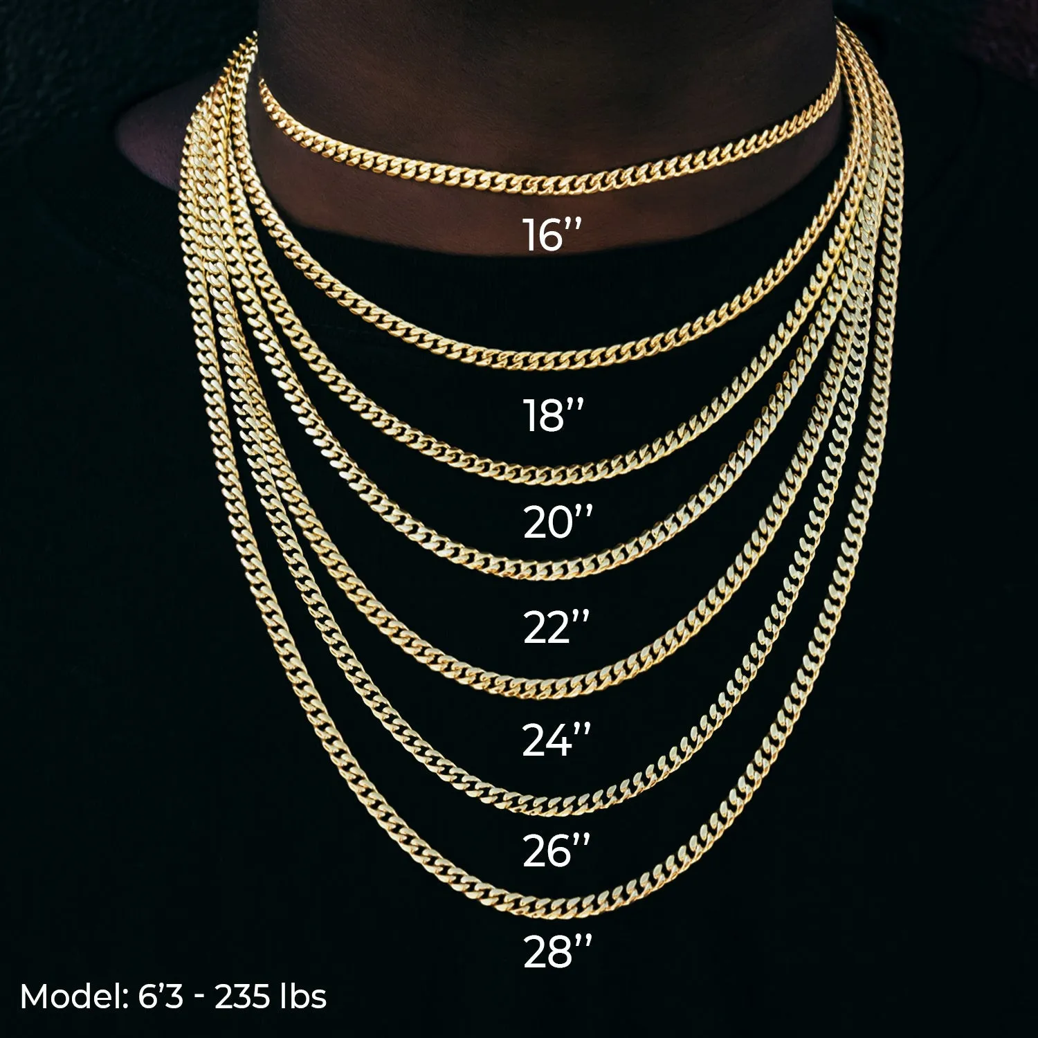 2mm   4mm Rope Chain Bundle in Yellow Gold