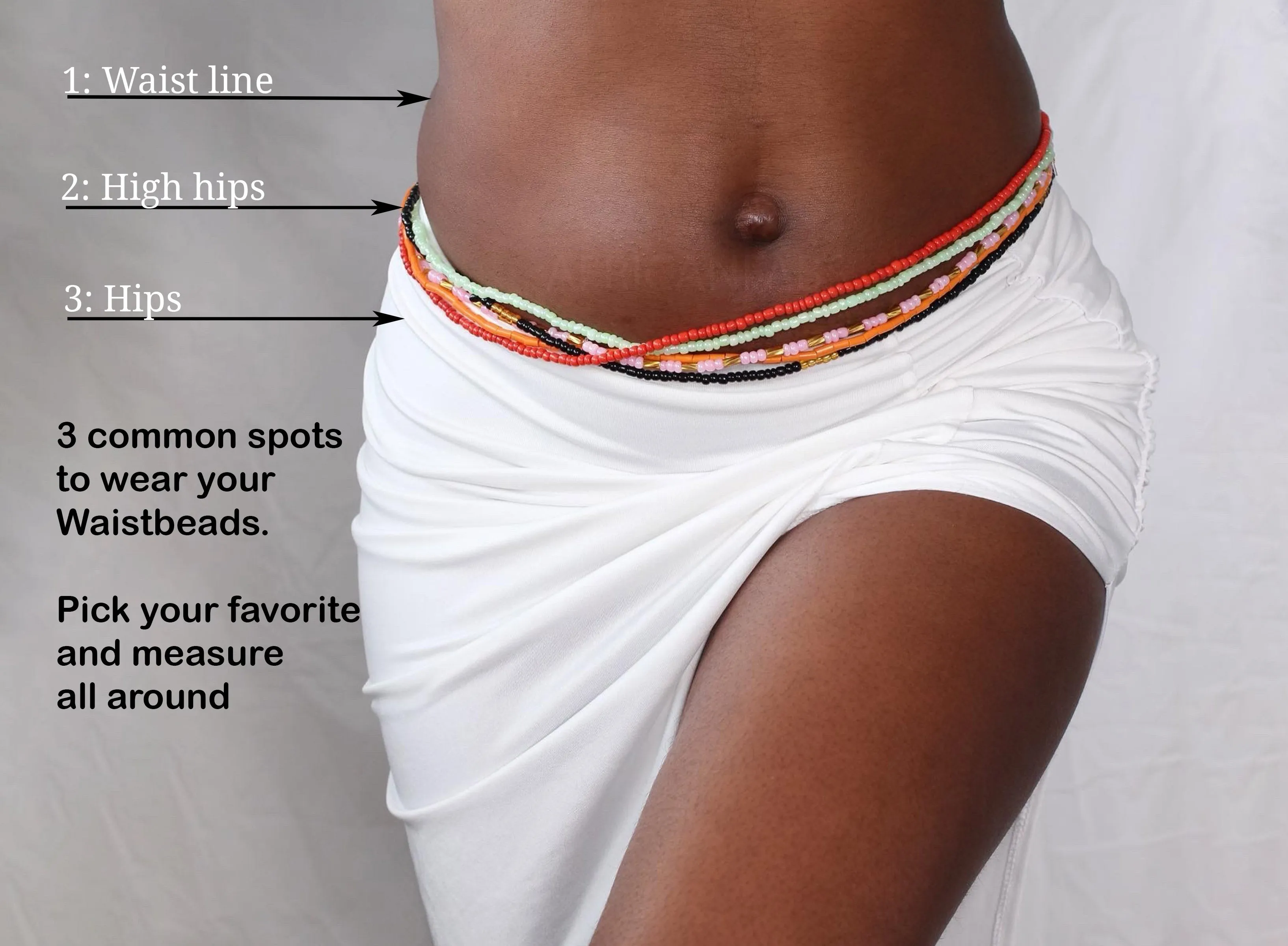3 in 1 Waist Beads / African Hip Chain - EPA - Blue / gold (elastic)