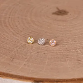 4mm Micro Pave Discs  in Yellow Gold with Swarovski Crystals