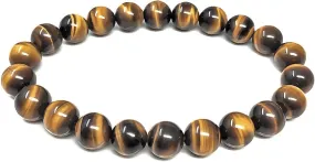 8mm Tiger Eye Stone Stretch Bracelet Round Beads Semi Gemstone for Elastic Bracelet 7.5"