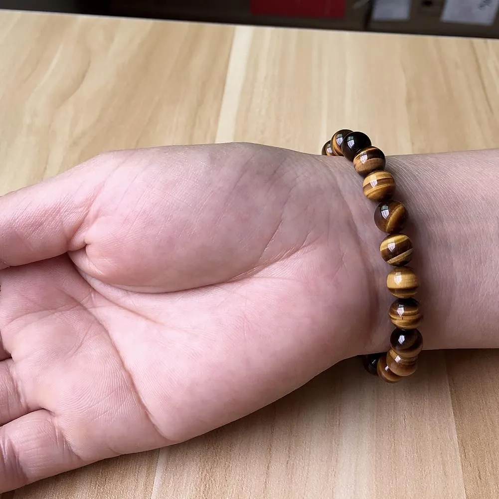 8mm Tiger Eye Stone Stretch Bracelet Round Beads Semi Gemstone for Elastic Bracelet 7.5"