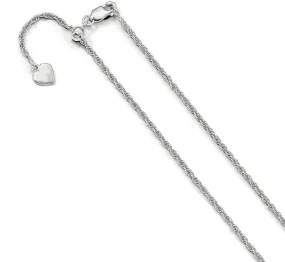 925 Sterling Silver Adjustable 1.55mm Loose Link Rope Chain Necklace 22 Inch