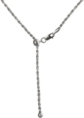 Adjustable 2mm Criss Cross Twisted Rope Chain Necklace, 22" 925 Sterling Silver