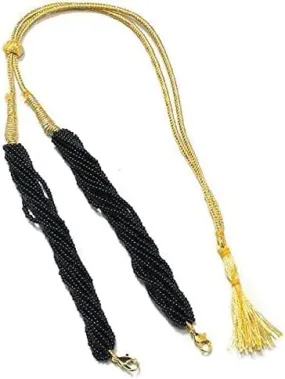Adjustable Brass Metal Rope Dori – Pearl Necklace Back Thread for Silk Thread, Terracotta & Quilling Jewellery – Traditional Necklace Cord (Black)