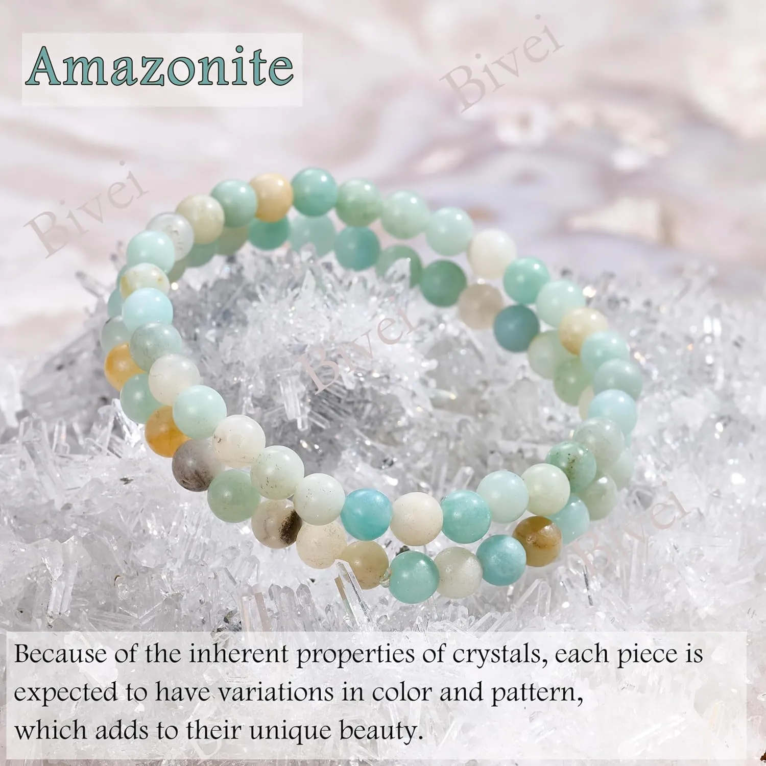 Amazonite - Abundance - 6mm Beaded Bracelets for Women Handmade Semi Precious Natural Stone Stretch Elastic Jewelry Yoga Protection Gifts