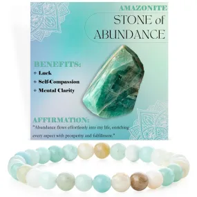 Amazonite - Abundance - 6mm Beaded Bracelets for Women Handmade Semi Precious Natural Stone Stretch Elastic Jewelry Yoga Protection Gifts