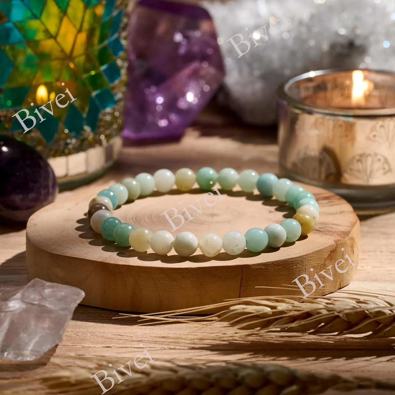 Amazonite - Abundance - 6mm Beaded Bracelets for Women Handmade Semi Precious Natural Stone Stretch Elastic Jewelry Yoga Protection Gifts