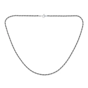 Bali Style Rope Twist Chain Black Oxidized Sterling Silver 2MM Strong