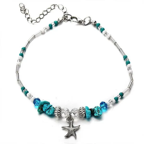 Beach Starfish Pendant Rice Bead Vintage Anklet 33965039C