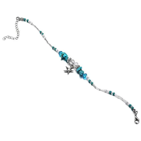Beach Starfish Pendant Rice Bead Vintage Anklet 33965039C