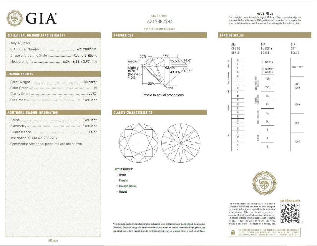 Beauvince GIA HVVS2 Certified 1.00 Ct Round Solitaire Diamond Pendant