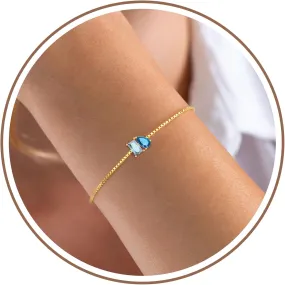 Birthstone Bracelets for Women, Dainty Gold Bracelet with Birthstone Birthday Gifts for Her Mothers Day Gifts Trendy Stuff 14k Plated Adjustable Link Bracelet Anniversary Christmas Jewelry