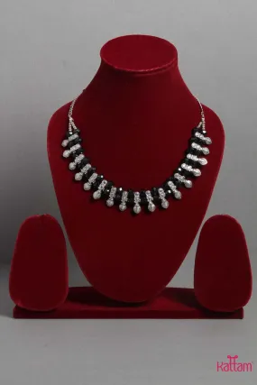 Black Bead Oxidised Chain (No Earring)