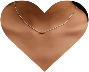 Boho Bead Pendant Necklace Silver Round Snake Chain Necklace Choker Tiny Bead Choker Necklace Minimal Collarbone Necklace for Women