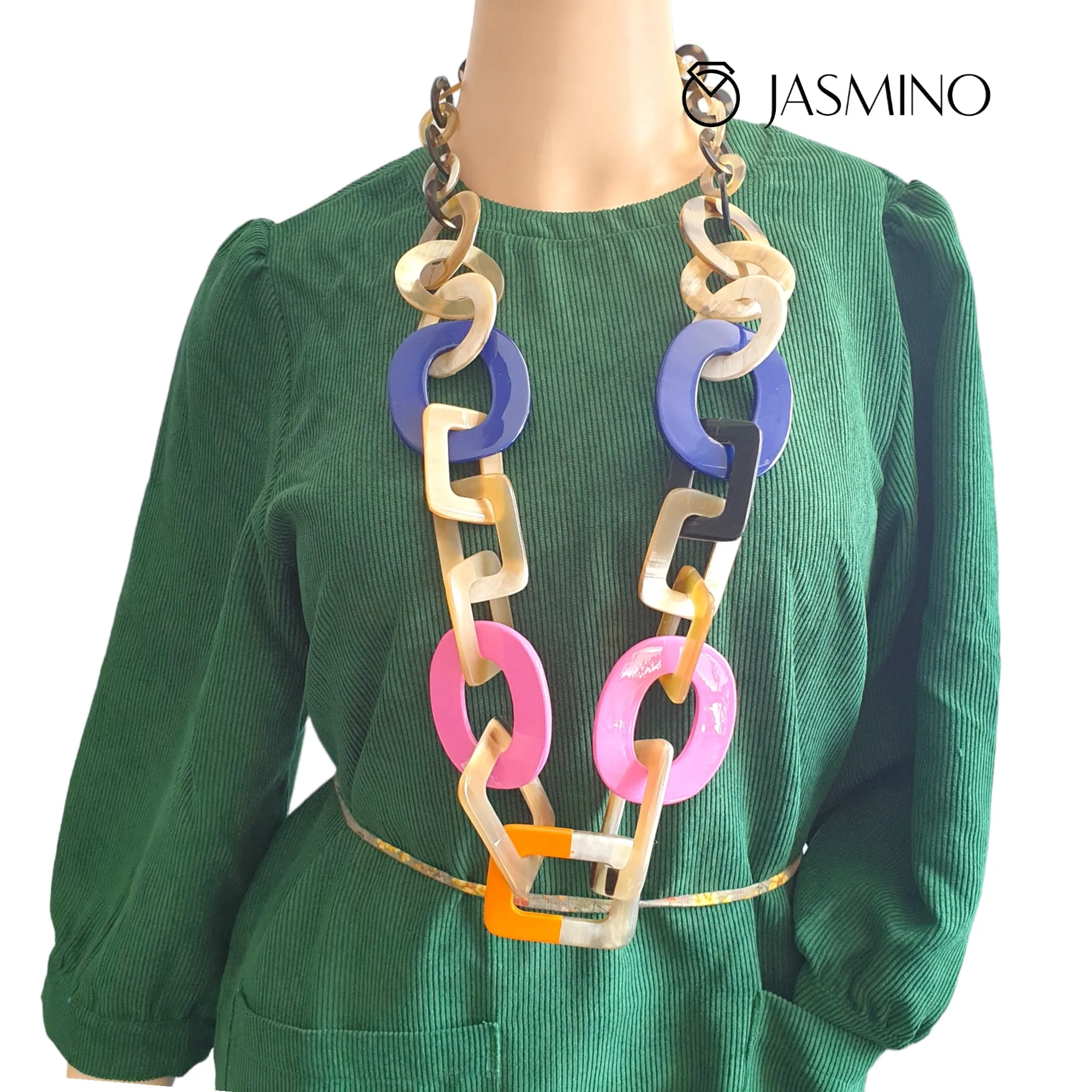 Breathtaking Trendy Necklace J17370, Made by Buffalo Horn and Lacquer